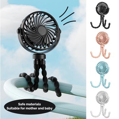 Ventilador Portátil Recarregável de 3 Velocidades Carrinho de Bebê Cama Ventilador Silencioso Base Variável Polvo Mini Ventilador Mesa de Escritório Ventilador Mãos Livres