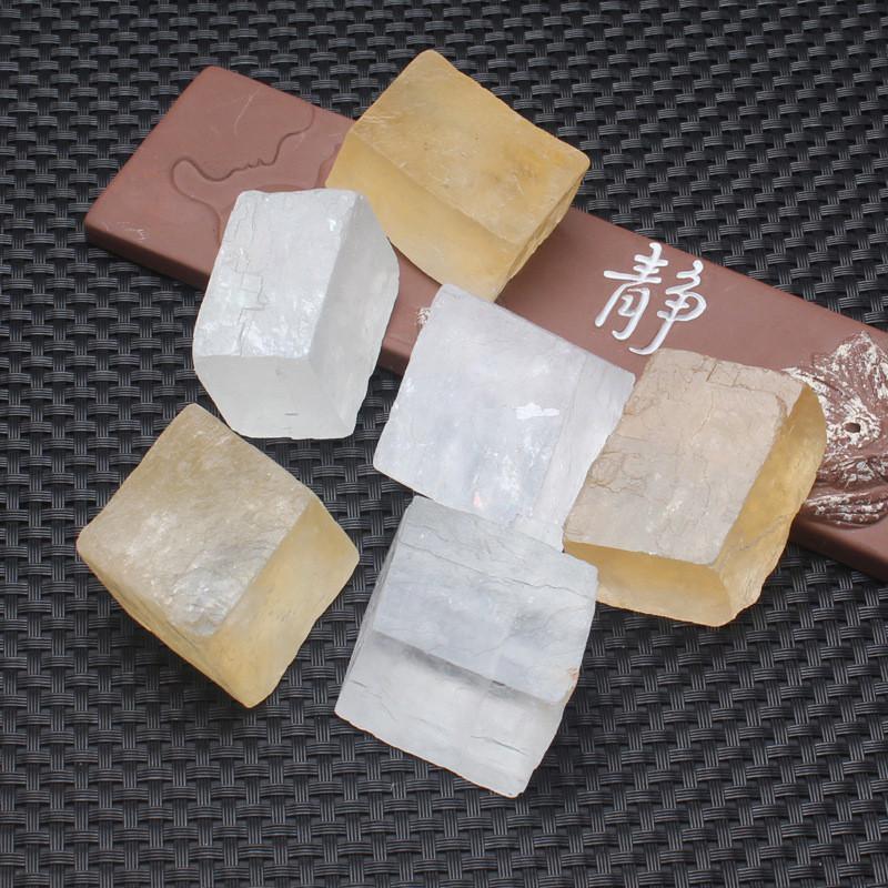 Stunning Yellow White Optic Calcite Cubes Natural Crystal Stones For Home Decor