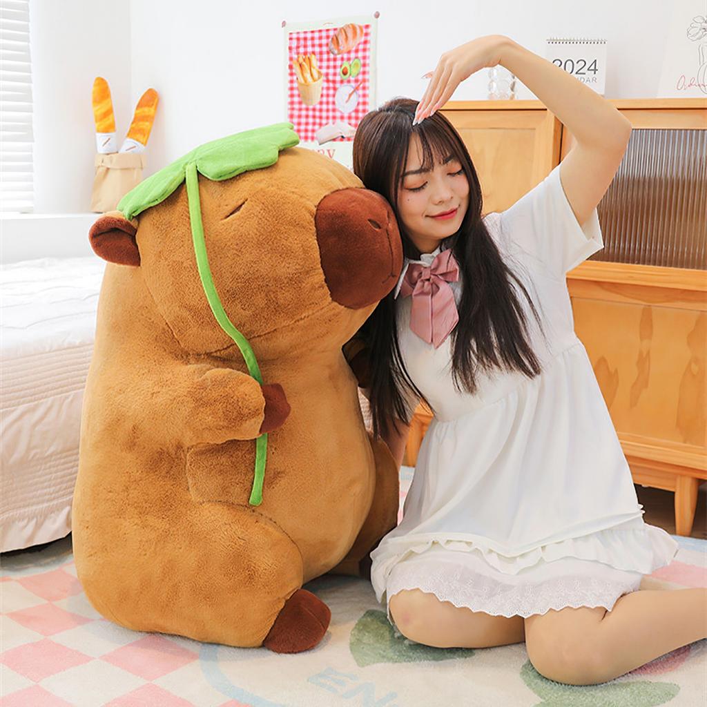 Cartoonish Lotus Leaf Capybara Plushie Figure Lifelike Creature Plushy Snuggly Padded Plushie Jumbo Dimension Bolster Daughters Bday Treat