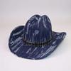 Classic Bull Head Webbing Western Denim Hat European and American Style Personality Versatile Big Eaves Curved Eaves One-word Gentleman's Top Hat