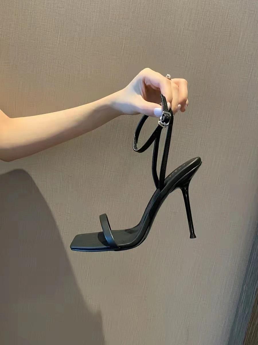 

Fashion Comemore Women s Sandals Summer 2024 Stiletto Temperament High Heels Women Office Fashion Shoes Footwear Woman Sexy Square Toe 39