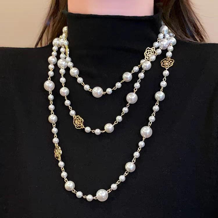 Women's Luxurious Layered Long Pearl Necklace - High-End Sweater Chain 2025 Design