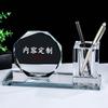 Ornament Office Study Room Set 8cm Crystal Glass Pen Holder Engraved Meeting Anniversary Gift Love Flower Christmas Trophy