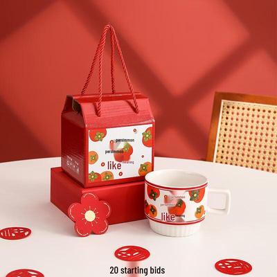 Good Fortune Ceramic Stacking Coffee Mug with Lid