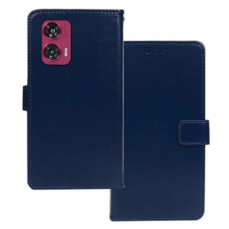 

IDEWEI для Motorola Edge 50 Fusion 5G Чехол Текстура Crazy Horse Книжка Кожаный Чехол для Телефона Blue