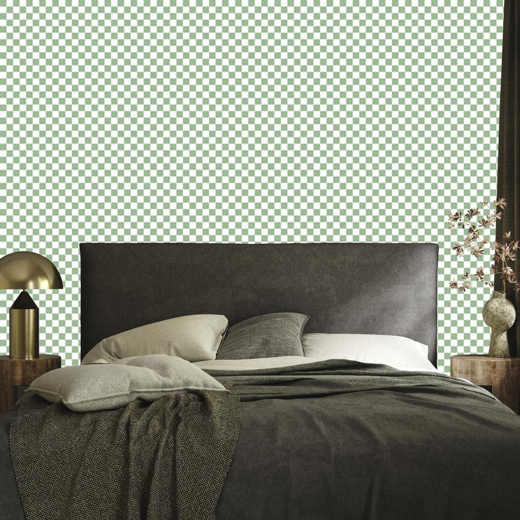 Checkerboard wallpaper light gray, white and green 50x1000