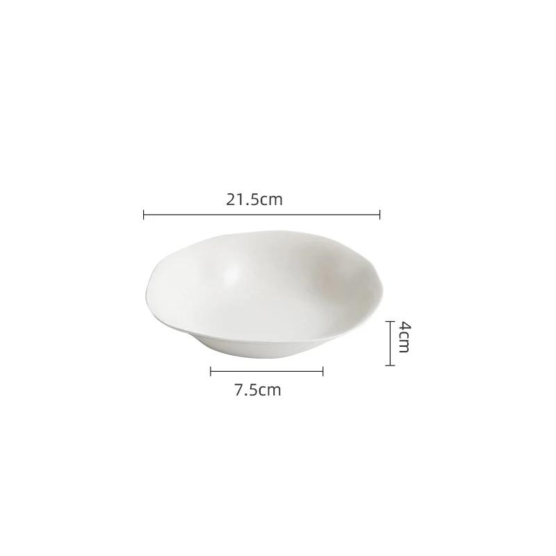White Irregular Ceramic Plate Restaurant Salad Plate Thick Soup Plate Dessert Dish Pasta Dish Service Plates Creative Tableware