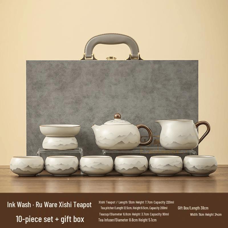 Ink Ru Kiln Ceramic Kung Fu Tea Set