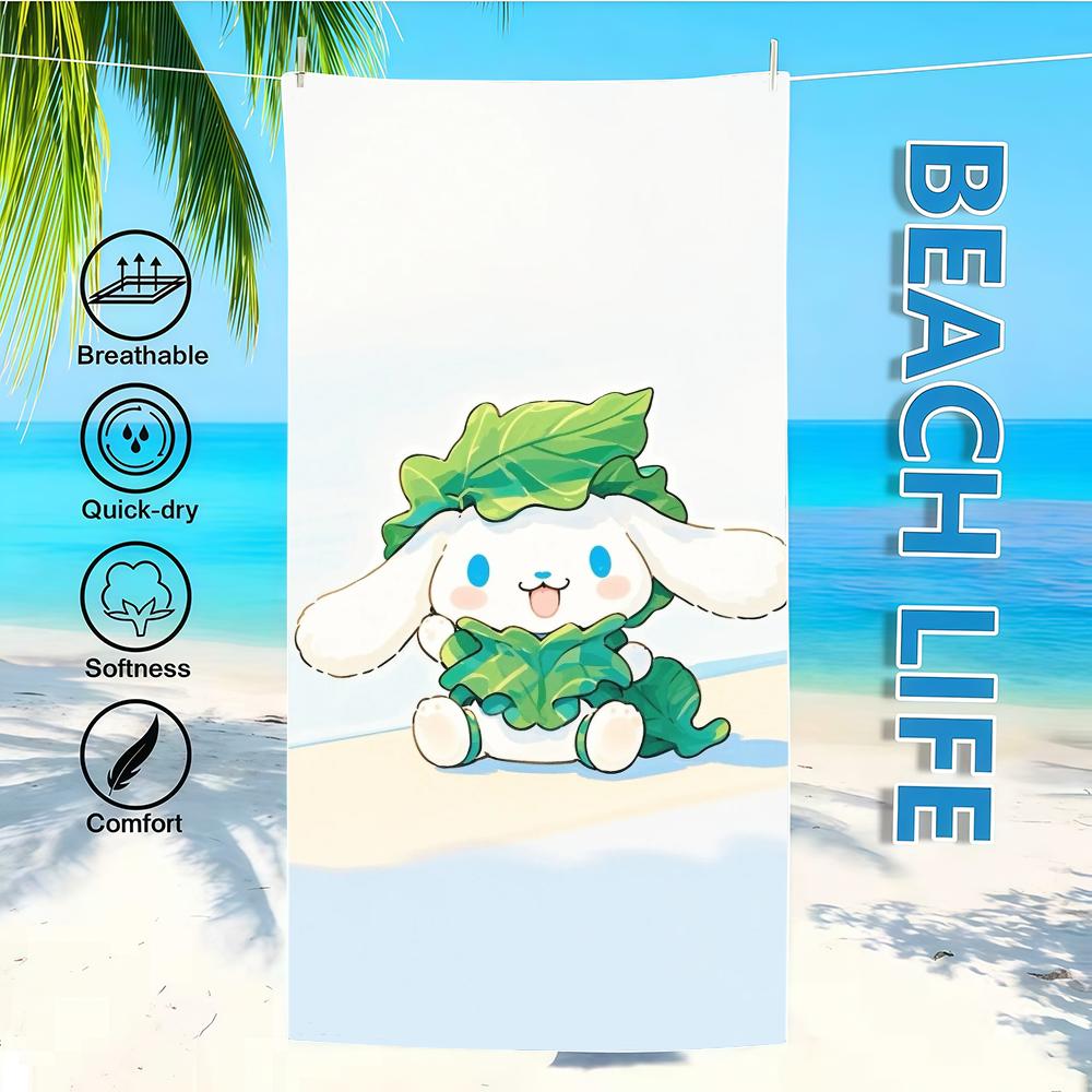 

SRO Towel Textile Bathrobe C-CinnamorollS-ES Beach Quick-Drying Lightweight Portable Camping Swim Green Pool Leaf Travel W40*H60(CM)