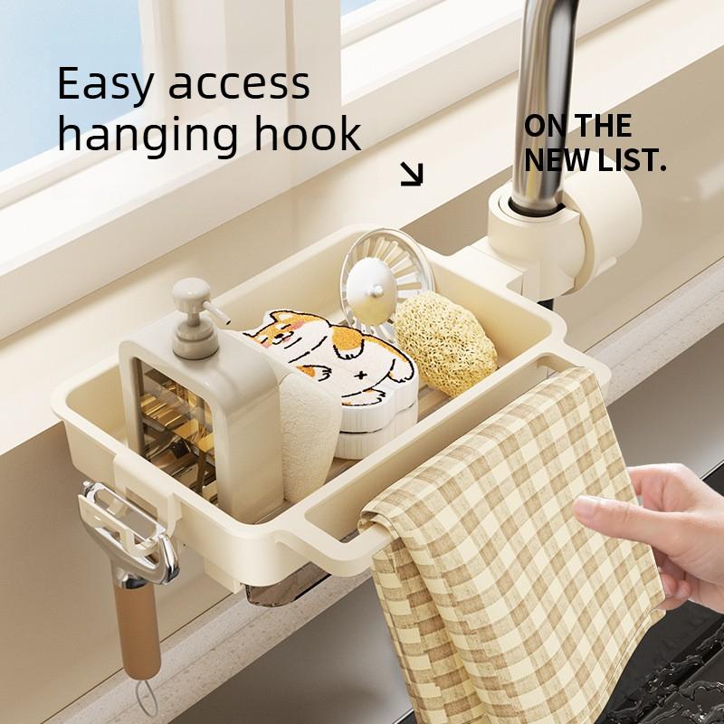 Kitchen ABS Sink Drain Rack Sponge Storage Faucet Holder Soap Drainer Shelf Basket Organizer Bathroom Accessories