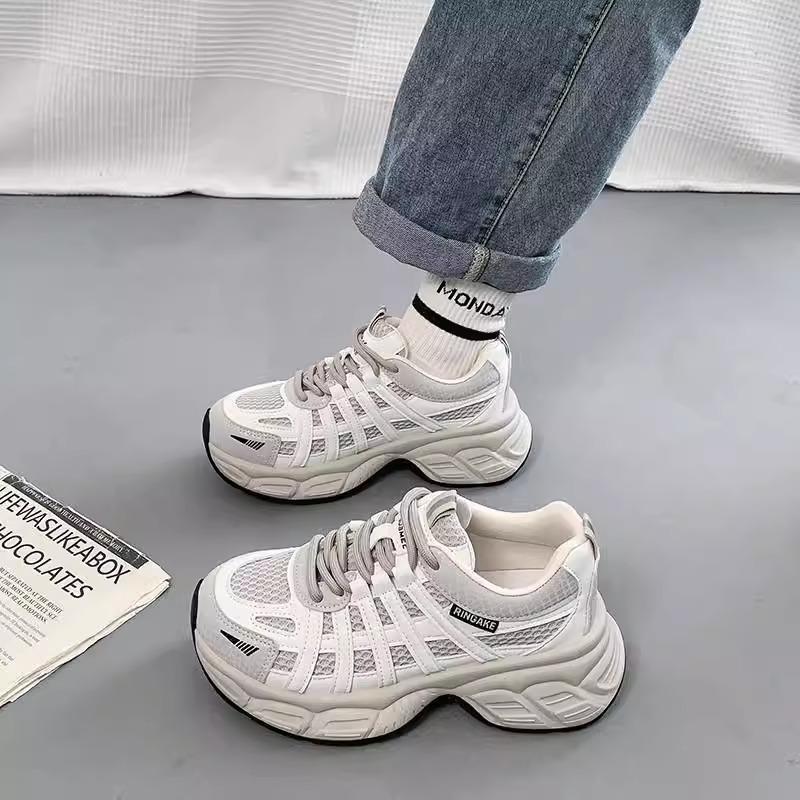 Thick-soled super-fire dad shoes women's spring 2025 new models heightened breathable versatile lightweight sports and leisure shoes