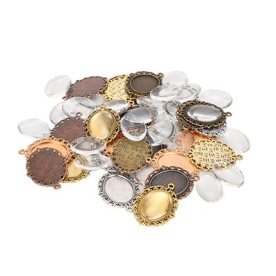 60 sztuk wykwintne wisiorek metalowy taca owalne szklane kopuły biżuteria narzędzie do majsterkowania akcesoria
