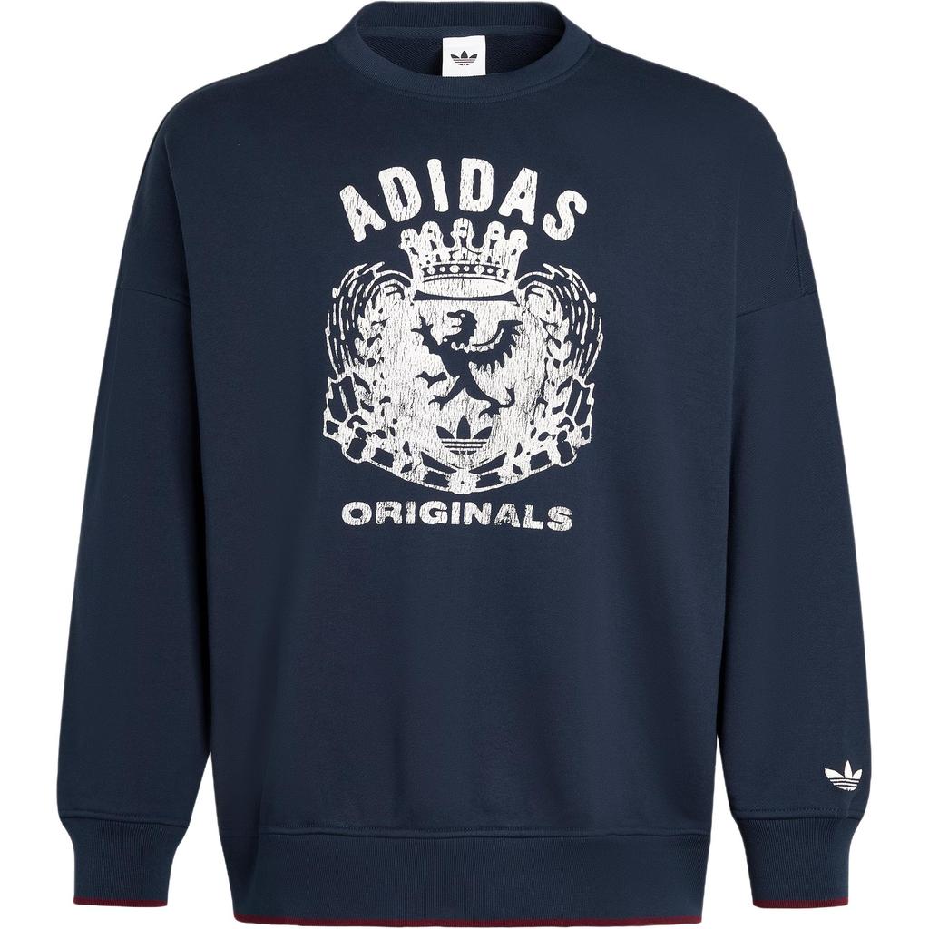 adidas Originals Crest Loose Crew Neck Sweatshirt Women Blue JW6051