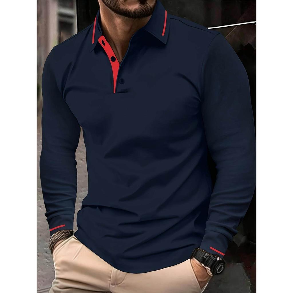 2026 New Men's Hot-selling New Long-sleeved POLO3D Digital Printing Simple Versatile Lapel Casual POLO Shirt