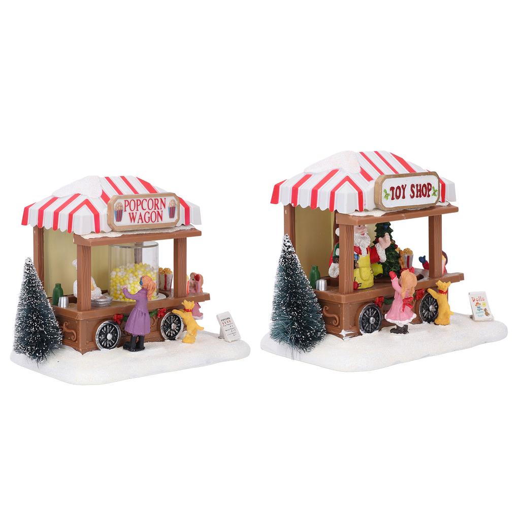 Xmas Music House Glowing Dining Car Music Box Desktop Decorative Ornament Tabletop Decor