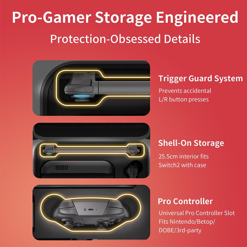 Carrying Case with Handle and Shoulder Strap Portable Storage Bag Waterproof and Shockproof Carry Case for Switch 2 Accessories