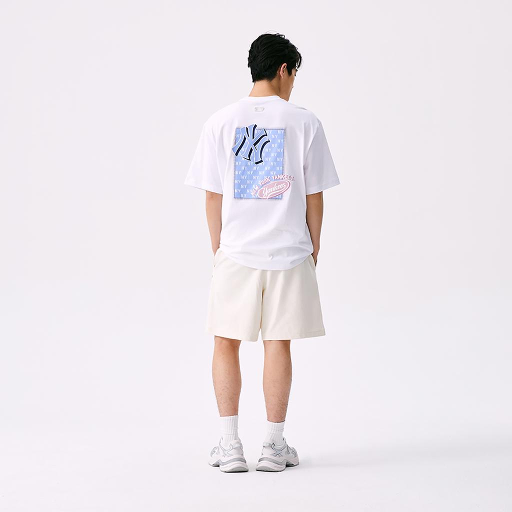 New MLB MONOGRAM Collection New York Yankees SS25 T Shirt Unisex Ecru 3ATSM2153-50WHS