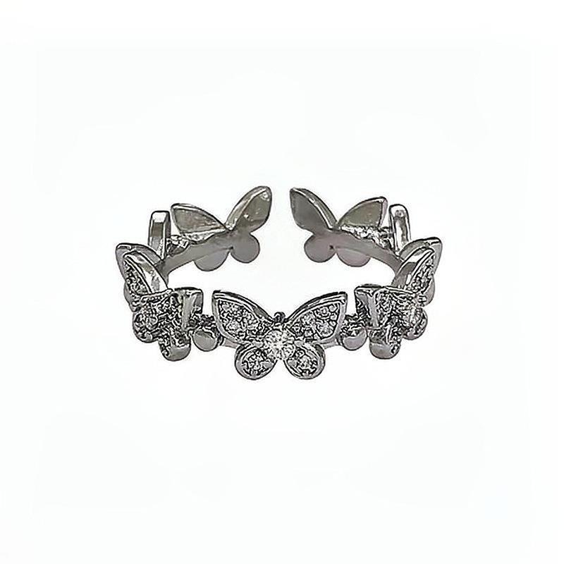 Stilvoller Einzigartiger Schmetterling Verstellbarer Ring Für Frauen Mit Trendigem Kuhdruck-Design