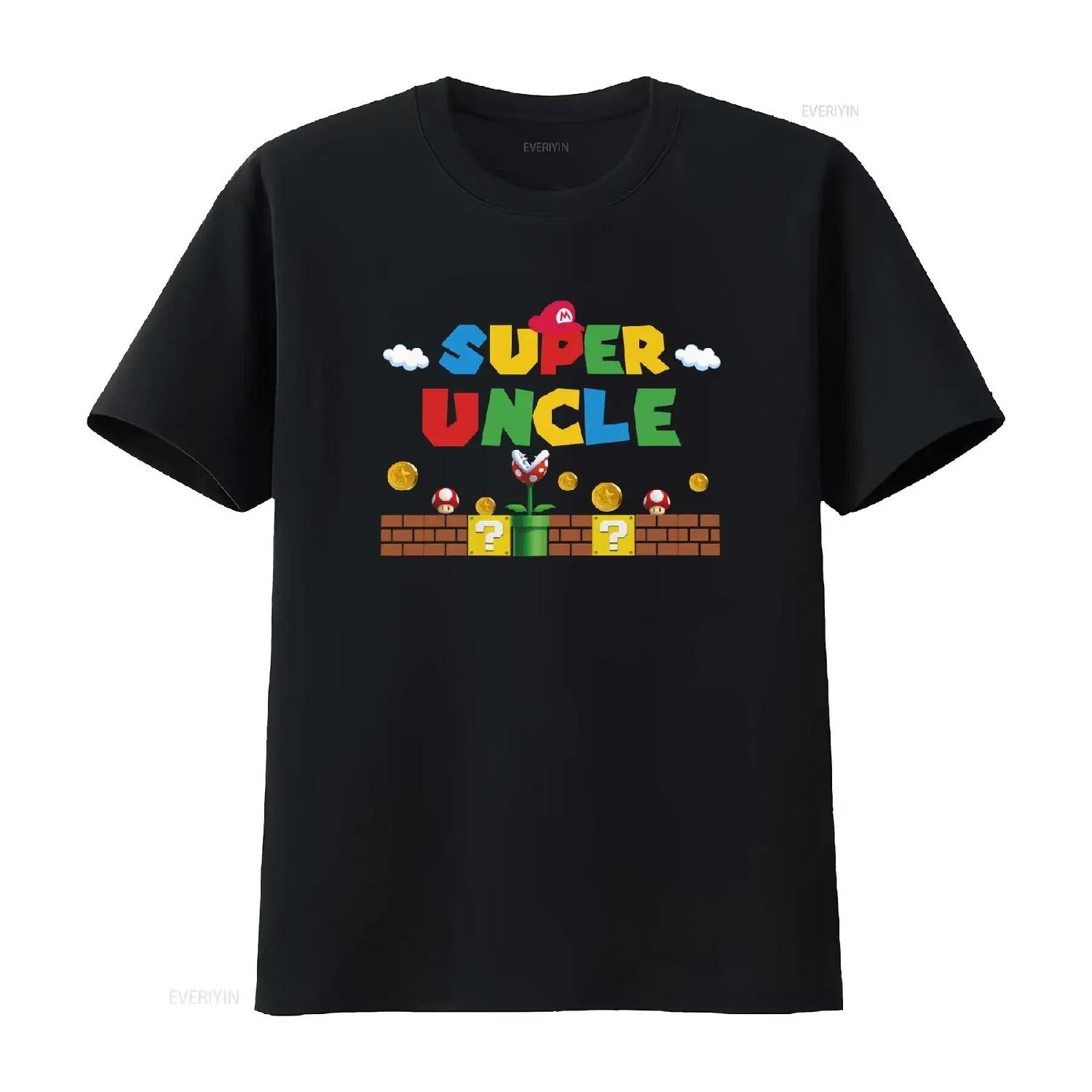 

Super Uncle T Shirt Funny Father s Day Gamer Father Fathers P 031 vintage Washed Top For Everyday Wear Casual streetwear Unisex S чёрный