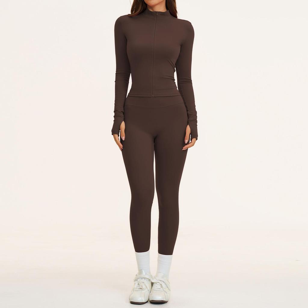 Women's Zipper Long Sleeve Yoga and Fitness Set - Autumn/Winter Slim Fit Sportswear