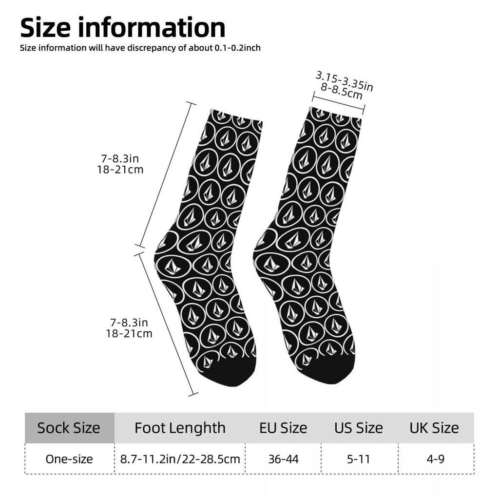Volcom Logo Socks Diamond Vintage Stockings Unisex Men High Quality Skateboard Socks Autumn Design Anti Slip Socks