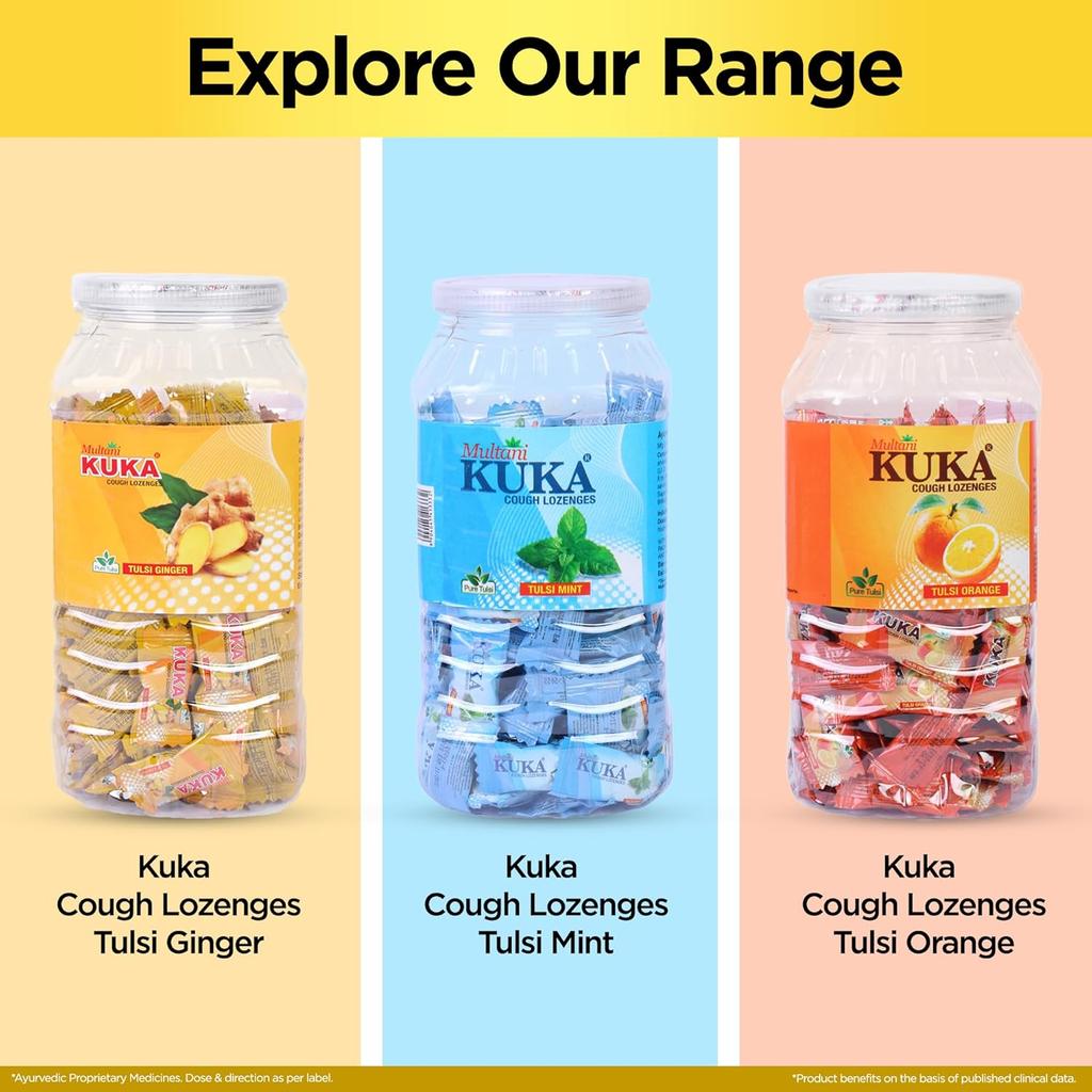 Multani Herbal Tulsi Lemon Lozenges Jar 150 Candy Pack Of 1 Natural Oral Freshness Drops For Comforts