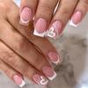 24 Stück Mittellange Acryl-Press-On-Nägel French Tip Falschnägel Set Abnehmbare Künstliche Nagelspitzen für Damen