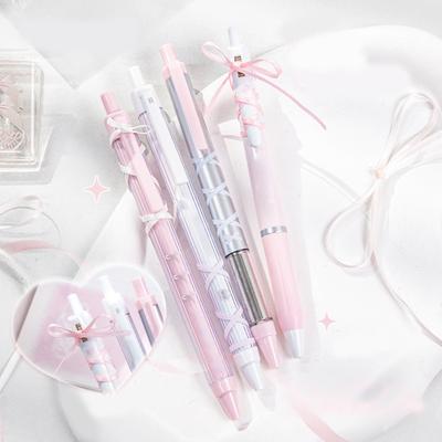 4 Stück Ballettband Schleifen Gelstift Einziehbarer Neutralstift 0,5 mm Schreibwarenstift Schreibstift Gel-Tintenstift Journaling-Stift