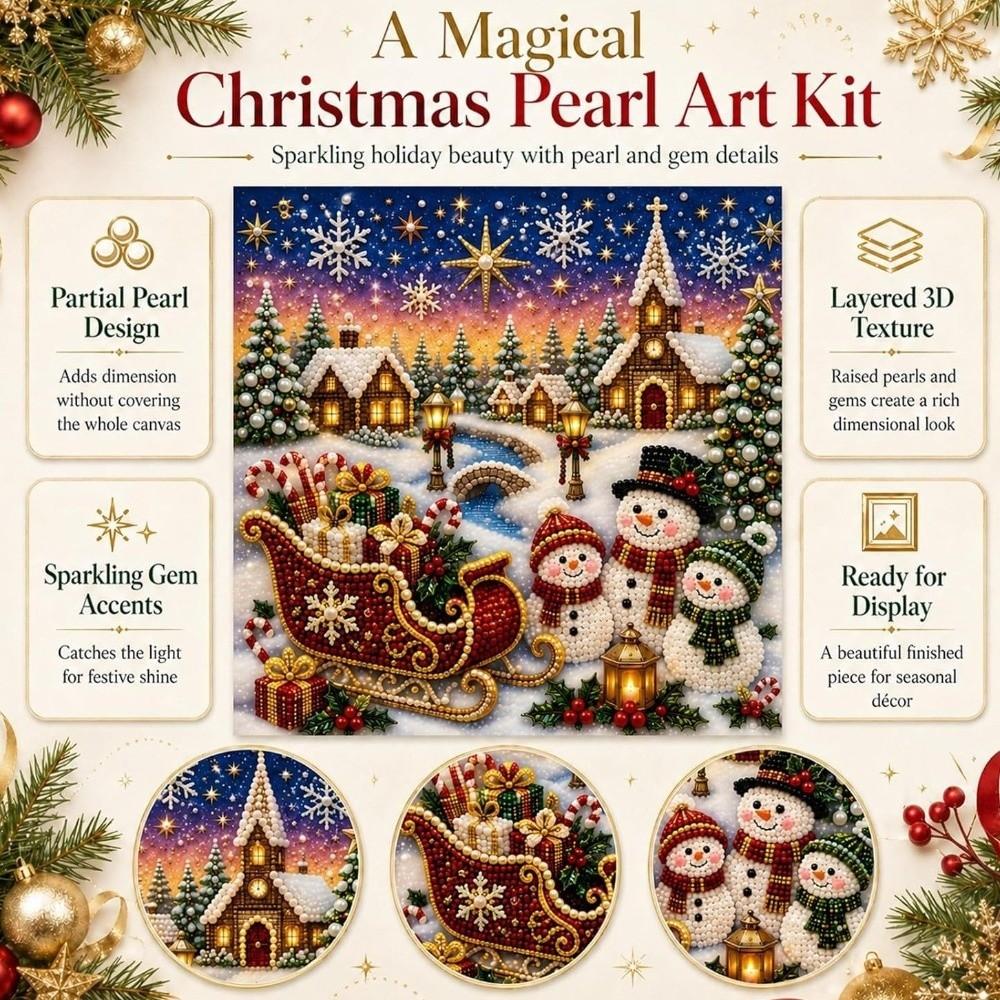 Handmade Christmas Night Scene Pearl Painting Kit Sparkle Pearl Art Craft Kit  Christmas Gift