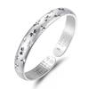 Gypsophila Heart Sutra Silver Open Bangle: Simple Women's Buddhist Bracelet