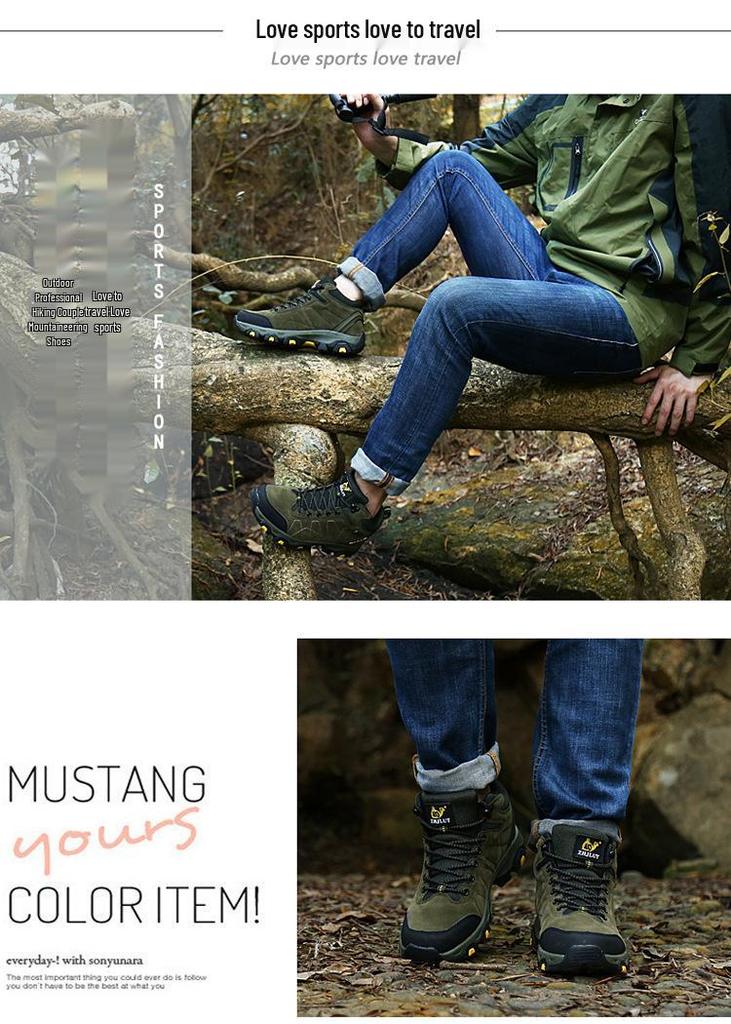 Men's High-Top Leather and Fur Hiking Boots - Warm, Non-Slip, Winter-Ready