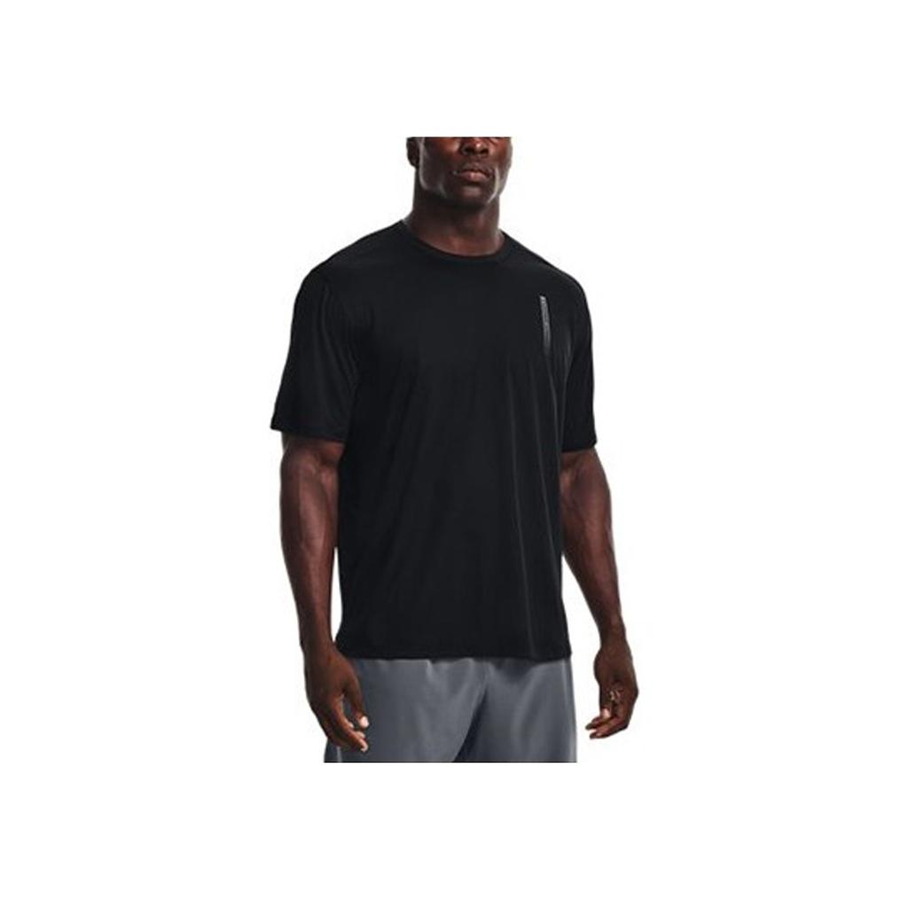 Under Armour Solid Color Logo Print Cool Breathable Training Round Neck Short Sleeve T-Shirt Men Tops Black 1370362-001