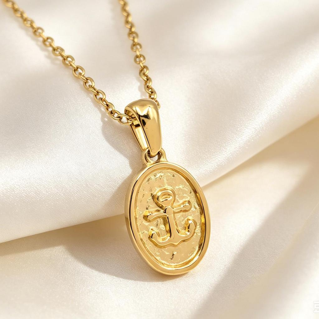 Edelstahl Retro Anker Anhänger Halskette - Vielseitige Leichte Luxus Schlüsselbein Kette für Damen