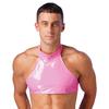 Men Patent Leather Halter Bikini Tank Crop Top Vest Bra Underwear