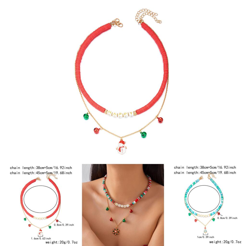 Christmas Santa Bell Pendant Necklace With Snowflake Decor For Holiday Fashion