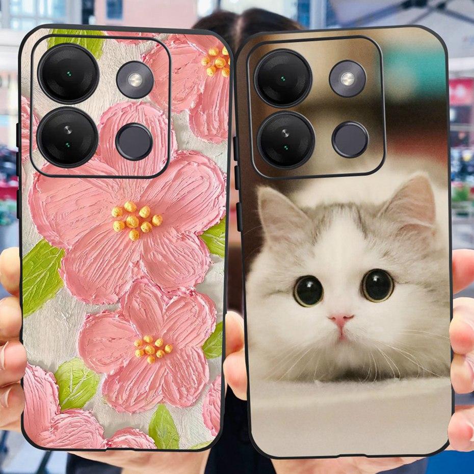 Case For Infinix Smart 7 HD Cute Flower Cat Pattern Soft Silicon TPU Phone Bumper For Infinix Smart 7HD X6516 Back Cover