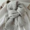 Women's Alpaca Wool Blend Knitted Scarf - Solid Color, Winter Korean Style, Trendy Student Accessory