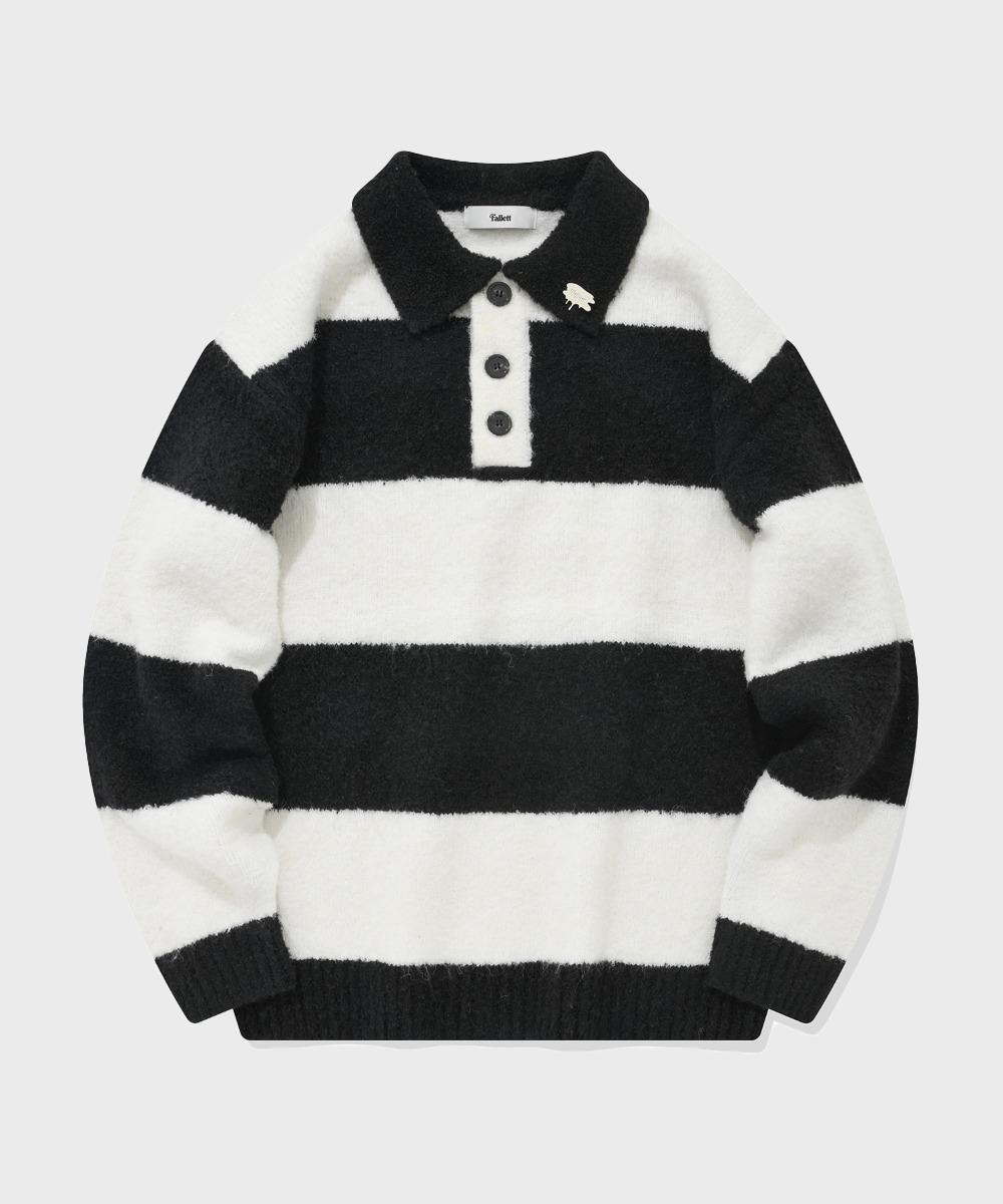 Pallet Boucle Collar Striped Knit Black Black/M