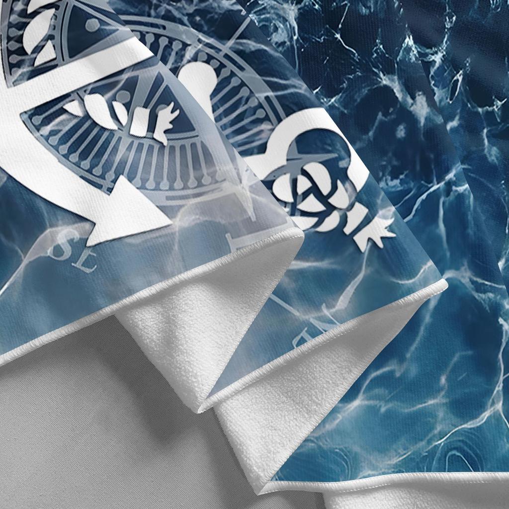 Serviette de plage motif Ancre Nautique Boussole Protection Solaire Coupe-Vent Convient pour Piscine Camping Voyage Couverture