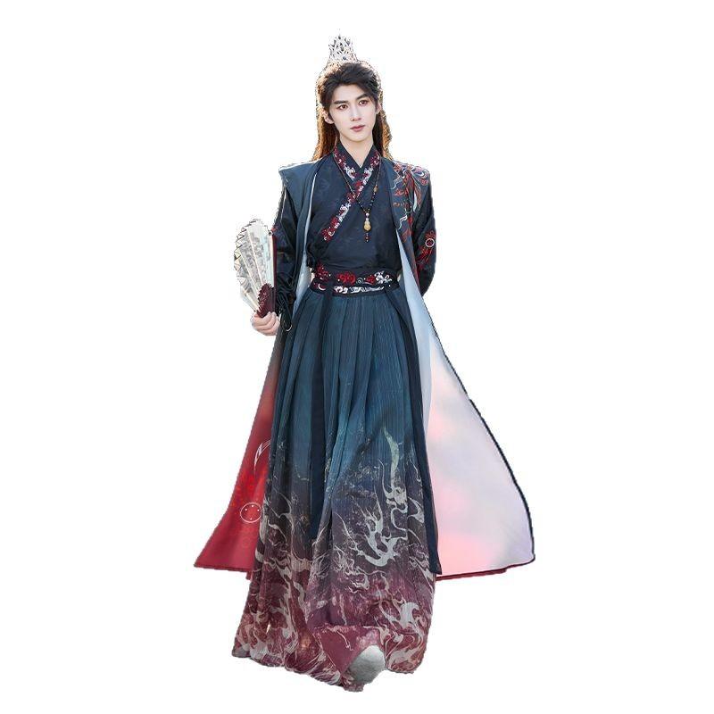 Chinese Wei And Jin Dynasty Style Hanfu For Men, Martial Arts Embroidery, Performance Clothes, Suits
