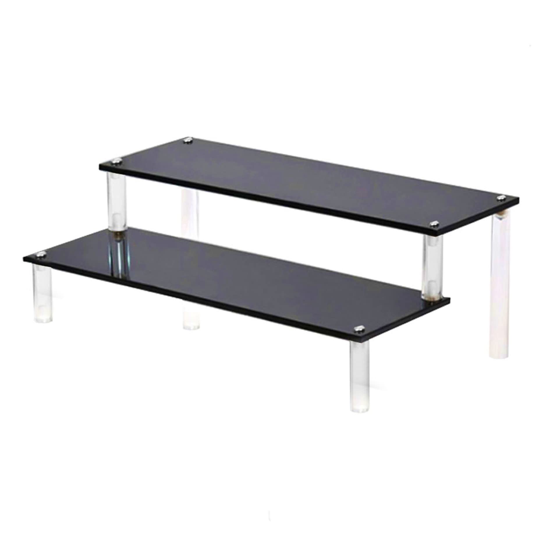 

MIMIA Acrylic Figure Display Tiered Platform for and Collections 20cm Stand, Stage, Cosmetics, Watches, (2 Tiers, Wide, Black) чёрный