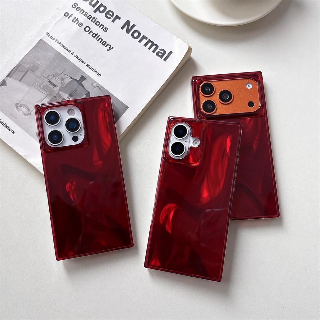 Wine Red Silk Pattern Drop-proof Phone Case for iPhone 12/13/14 and Apple 15/16/17 PROMAX Models