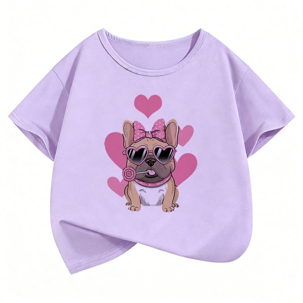 

Summer Spring Fashion Cute French Bulldog Design Printed T Shirts short sleeve Kids Children s T-shirt Boys Girls Casual Top Tee 160