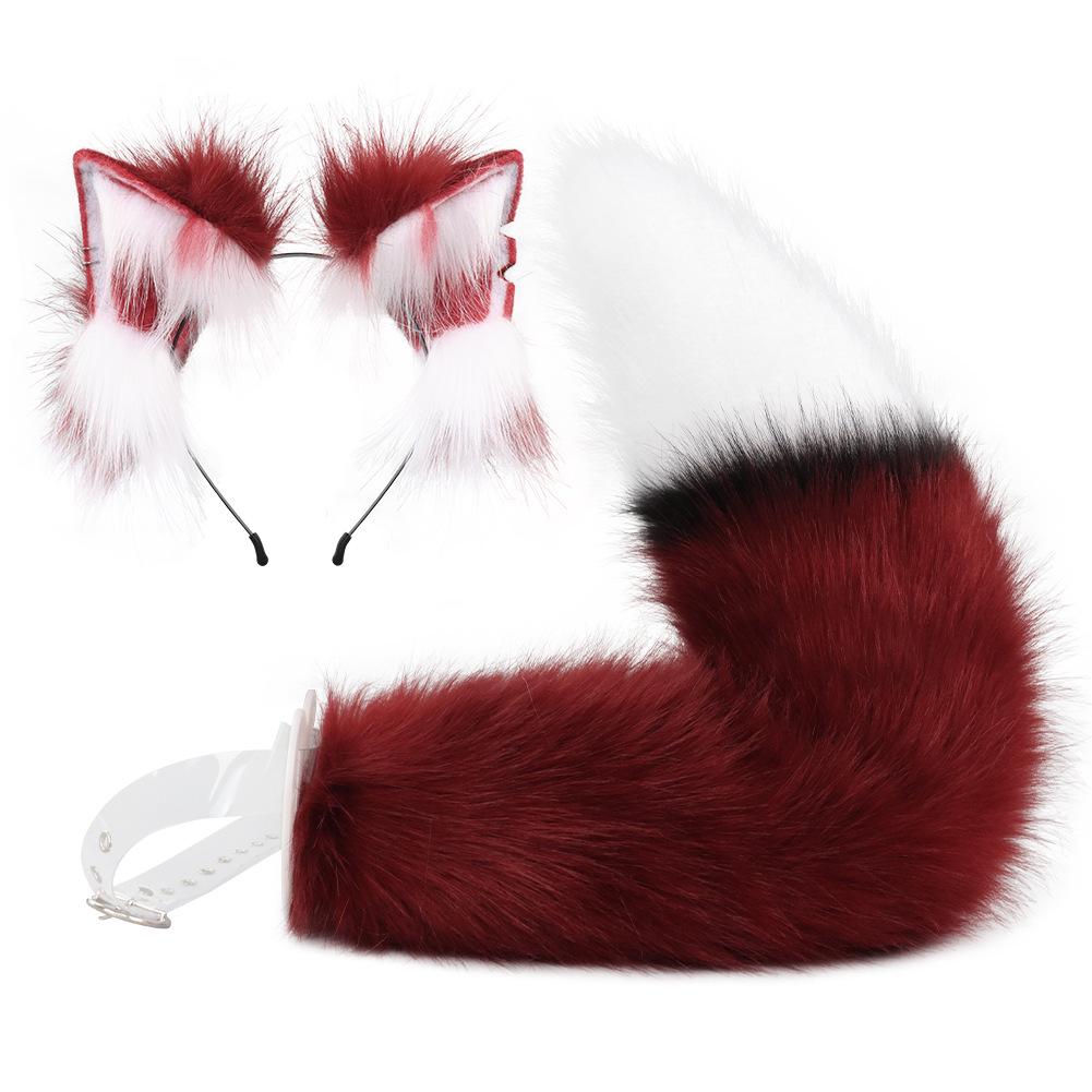 Fox Ears Headband & Earrings with Plush Tail Set