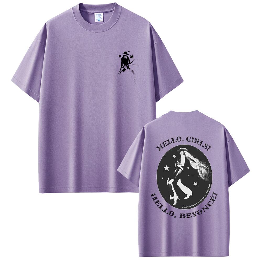 Hello Girl Hello Beyonce Graphic T Shirts Cowboy Carter 2025 World Tour Streetwear Men Women Fashion Vintage Oversized Tshirt