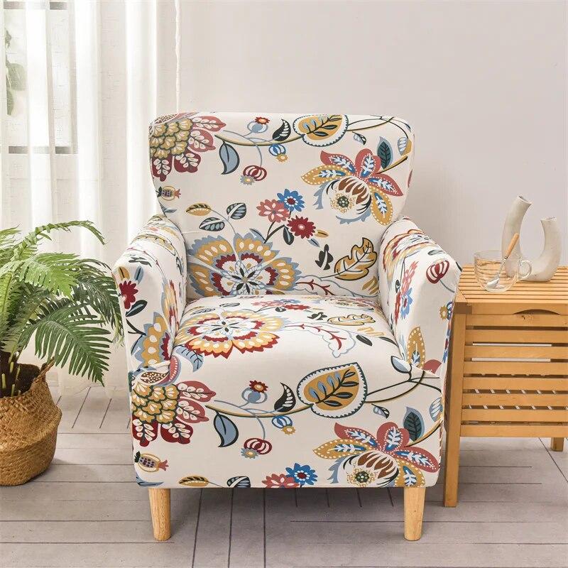 Tub Chair Cover Soft Spandex Printed Club Armchair Slipcovers for Living Room Elastic Single Sofa Covers Home Bar Counter Hotel