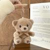 3D Fluffy Plush Bear For AirPods Case with Bow & Keychain Cute Shockproof Cover for AirPods 1 2 3 4 Pro Pro 2 Pro 3
