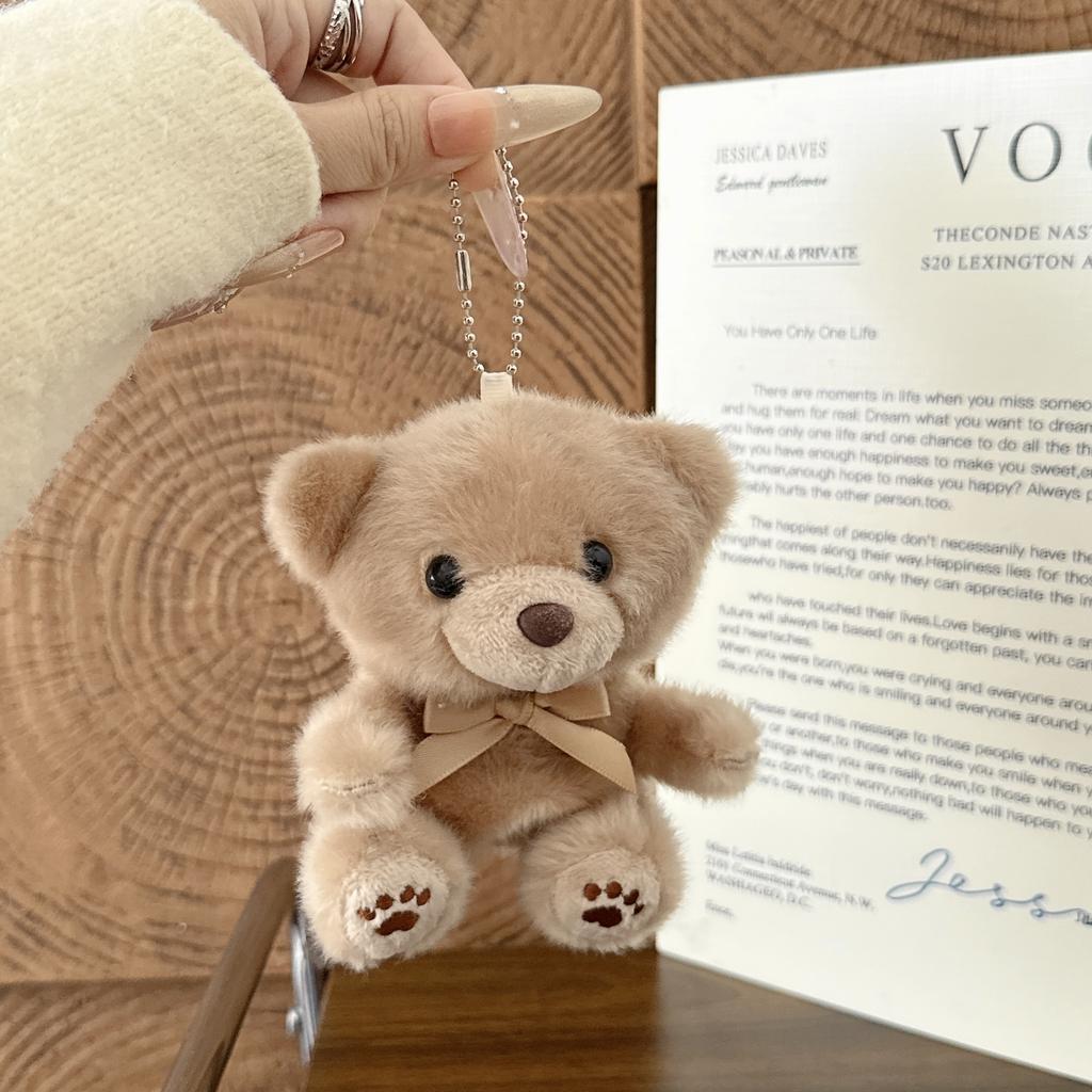 3D Fluffy Plush Bear For AirPods Case with Bow & Keychain Cute Shockproof Cover for AirPods 1 2 3 4 Pro Pro 2 Pro 3