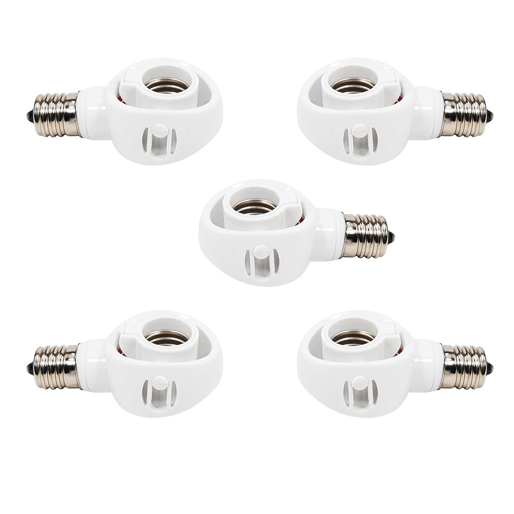 Abishion E17 LED Bulb Socket Adapter - Easy Installation - AC 100V - White - Set of 5.