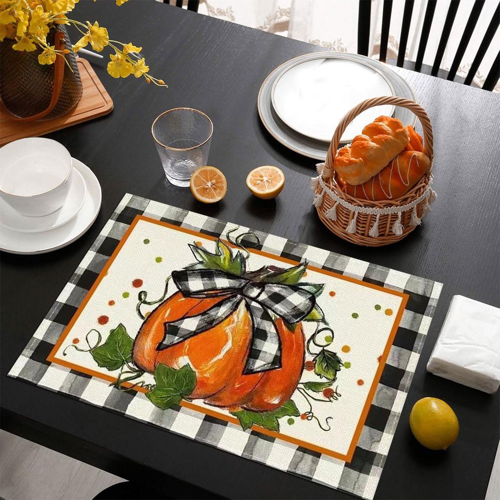 Autumn Pumpkin Dish Placemats For Kitchen Countertops Kitchen Accessories Dish Placemats Washable And Dollies for End Tables